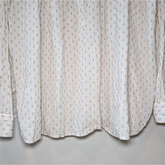 The Great. Embroidered Mock Neck White Beige Blouse - Picture 5 of 13